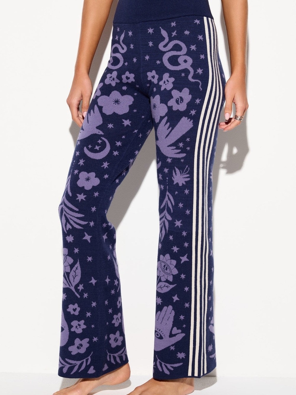 New Spiritual Gangster Anthropologie Kaia Pant Wide Leg Jacquard Knit Boho Large